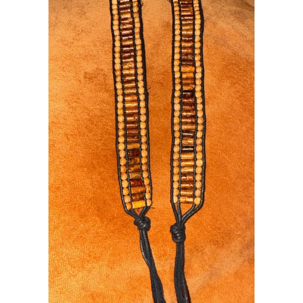Hand Crafted African Beaded Cowrie Shell Tie Belt Boho Festival Hippie - Picture 2 of 5